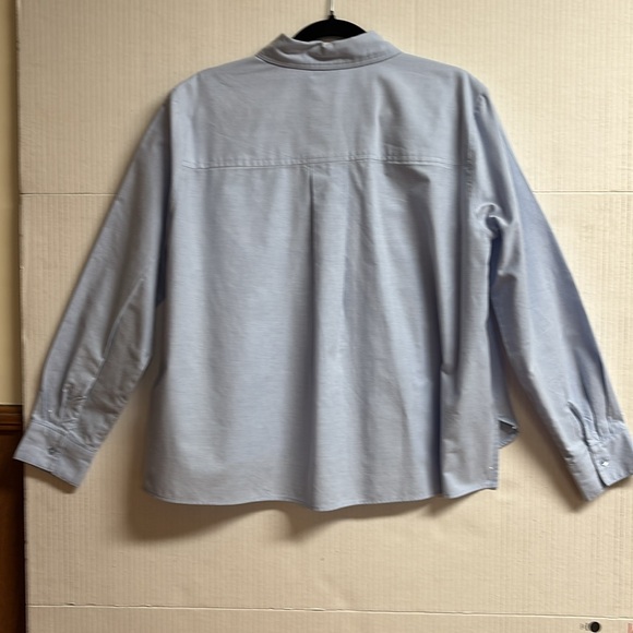 Modern Works Ladies Blue Button Up Shirt/Hidden Buttons Long Sleeves Size M - Picture 8 of 16